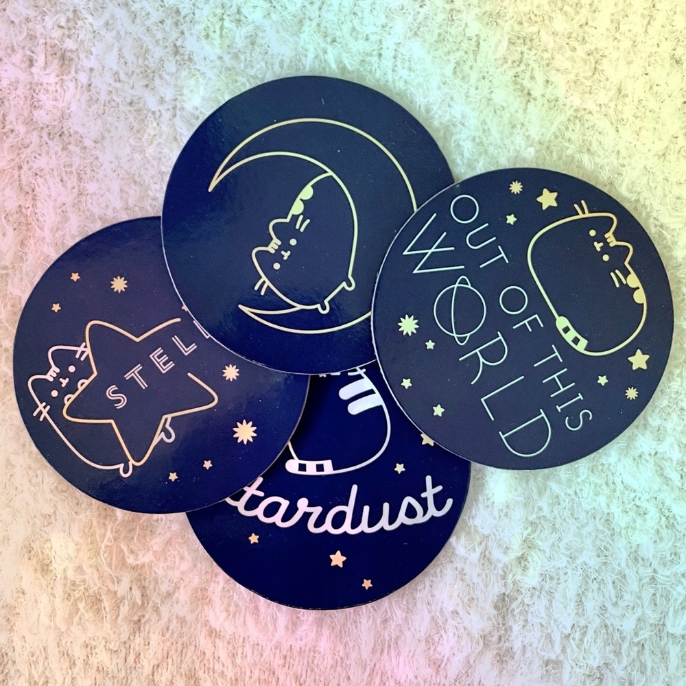 Pusheen ✨ coaster set galaxy theme